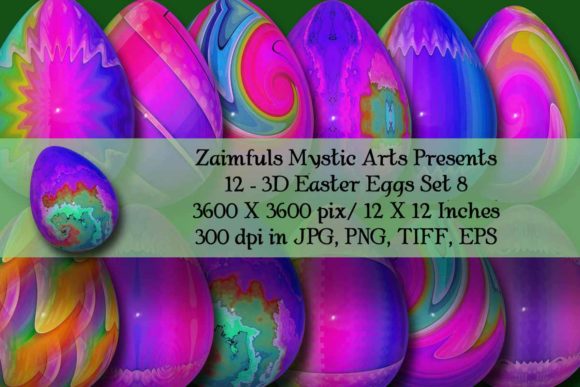 12 Easter Eggs 3D Pack 8: Creative Design Assets for Print & Digital