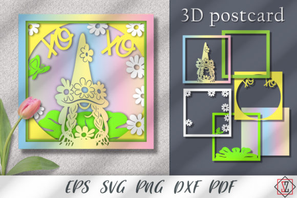 3D Card with a Gnome in Flowers: A Layered Craft for Creative Expression