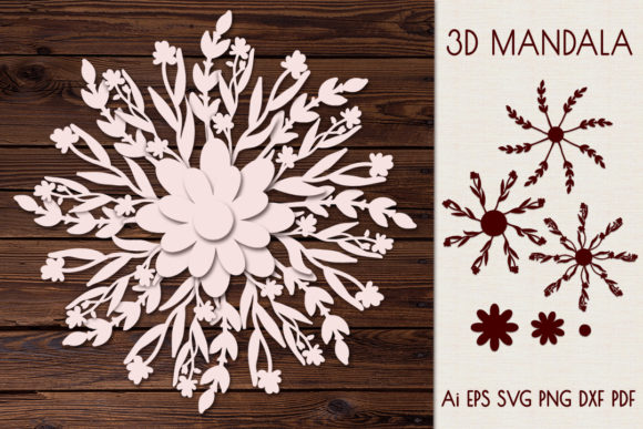 3D Flower Spring Mandala: A Versatile Digital Design for Crafting and Printing