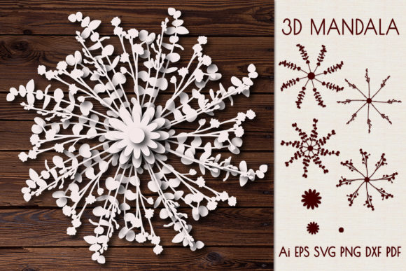 3D Mandala Leaves and Flowers – A Creative Digital Design for Makers and Crafters