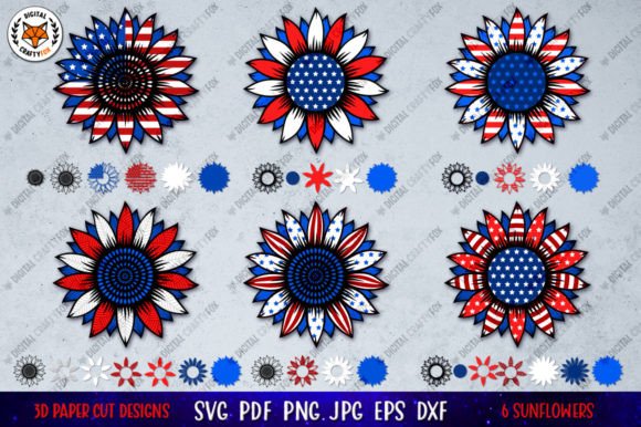 3D Sunflower 4th of July Bundle: A Versatile Design Resource for Creative Projects