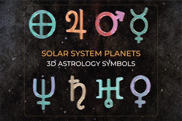 Astrology 3D Planets Symbols STL OBJ PNG