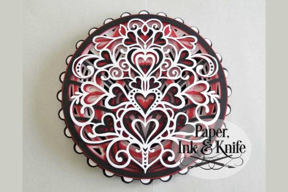 Hearts Round Mandala Papercut Shadowbox: A Delicate Fusion of Art and Craft