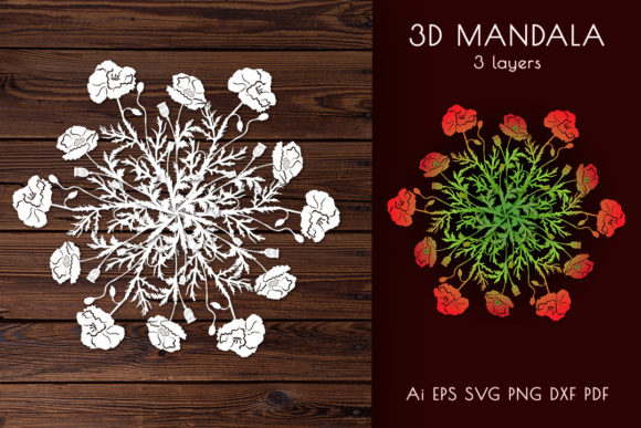 Poppies 3D Mandala: A Creative and Versatile Design for Crafters, Designers, and Makers