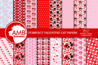 Valentine Cats Patterns: Creative Digital Papers for Versatile Crafting Projects